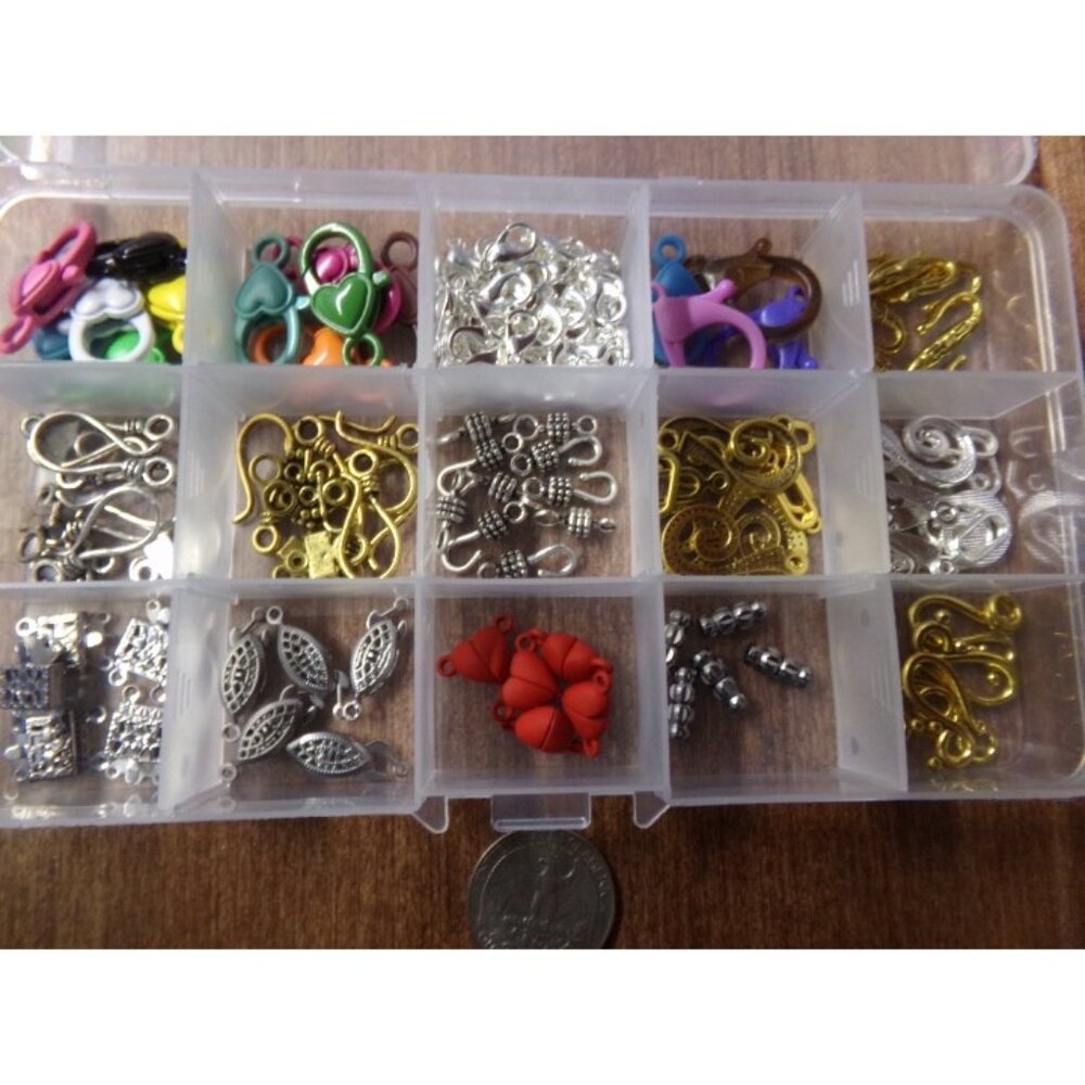 Mixed Jewelry Making Clasps in Container